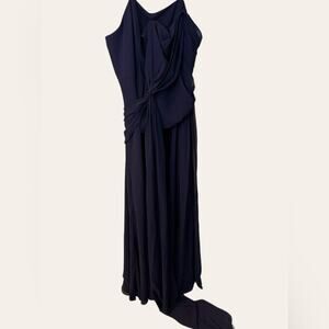 Fame and Partners Navy Blue Strapless Draped Gown Size 10